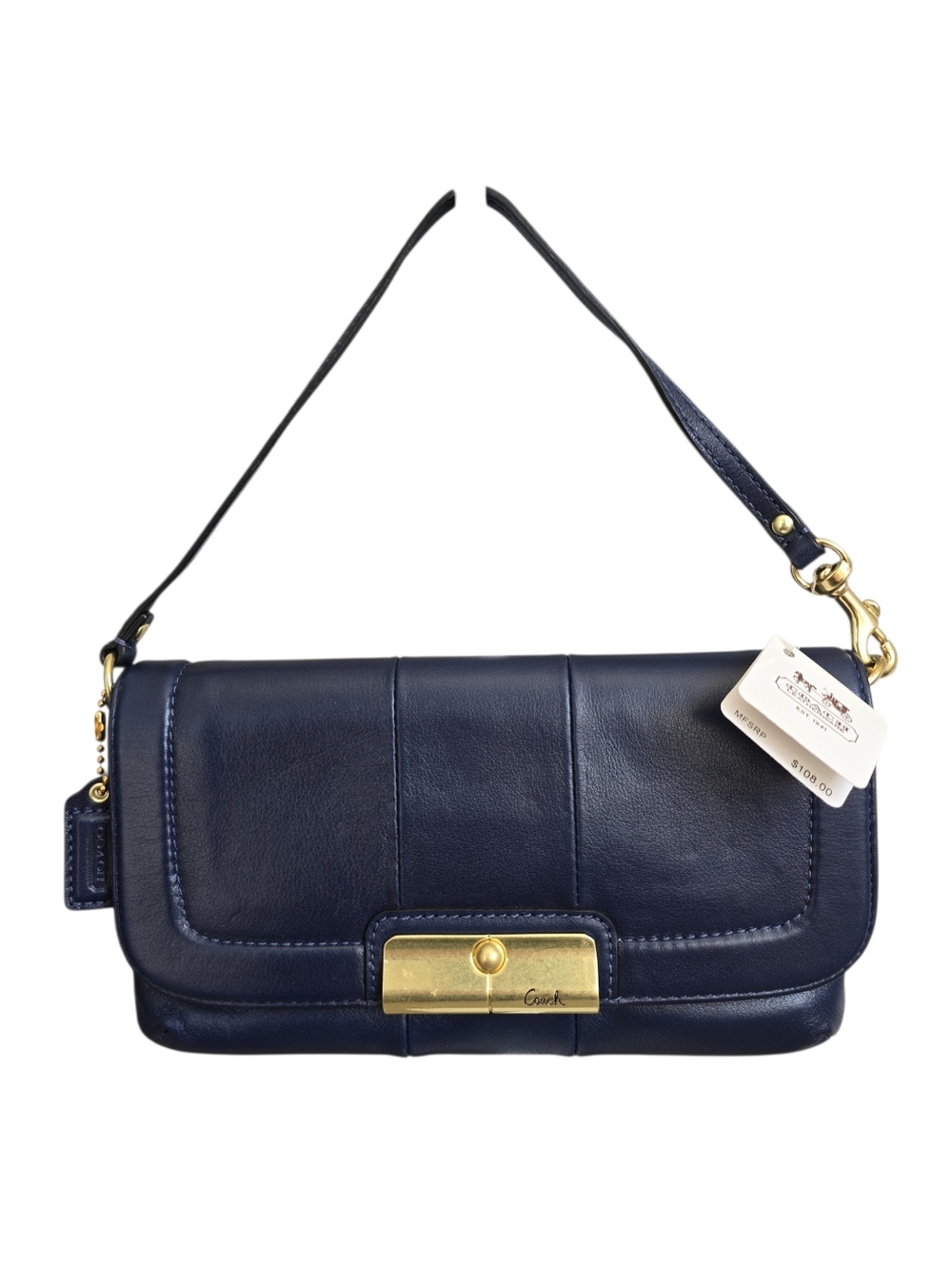 NWT Coach Kristin Leather Large Wristlet B4/MR no. 45104 Marine Blue Y2K